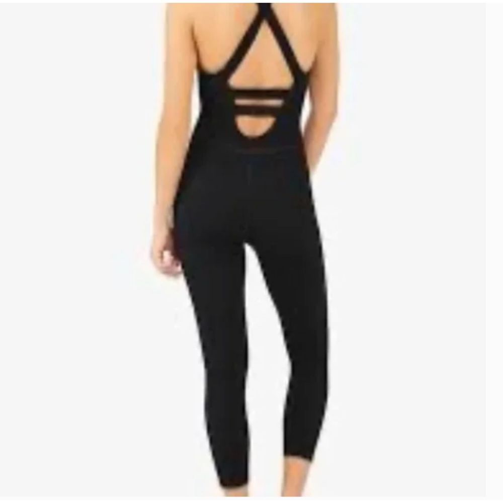 Free People Movement Black Bodysuit Workout Active Onesie Ribbed Stretch XL